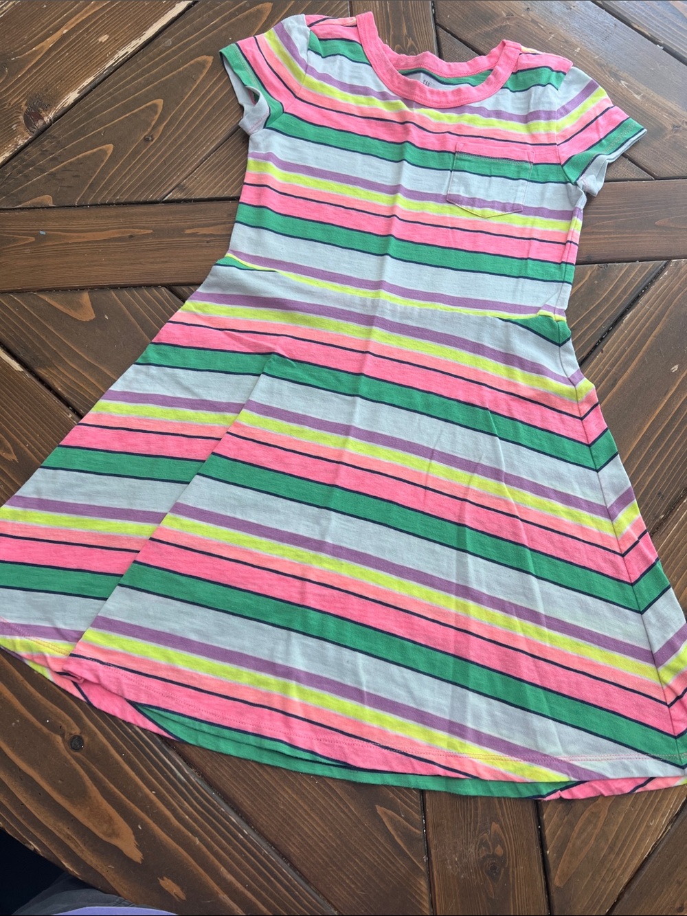 Girls' GAP Striped Pink & Green Casual Dress
